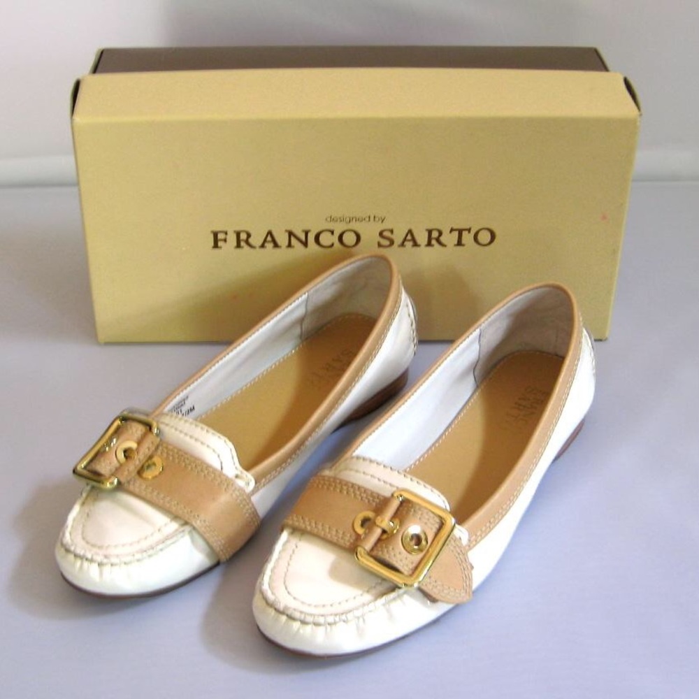 Franco Sarto White Leather Loafers